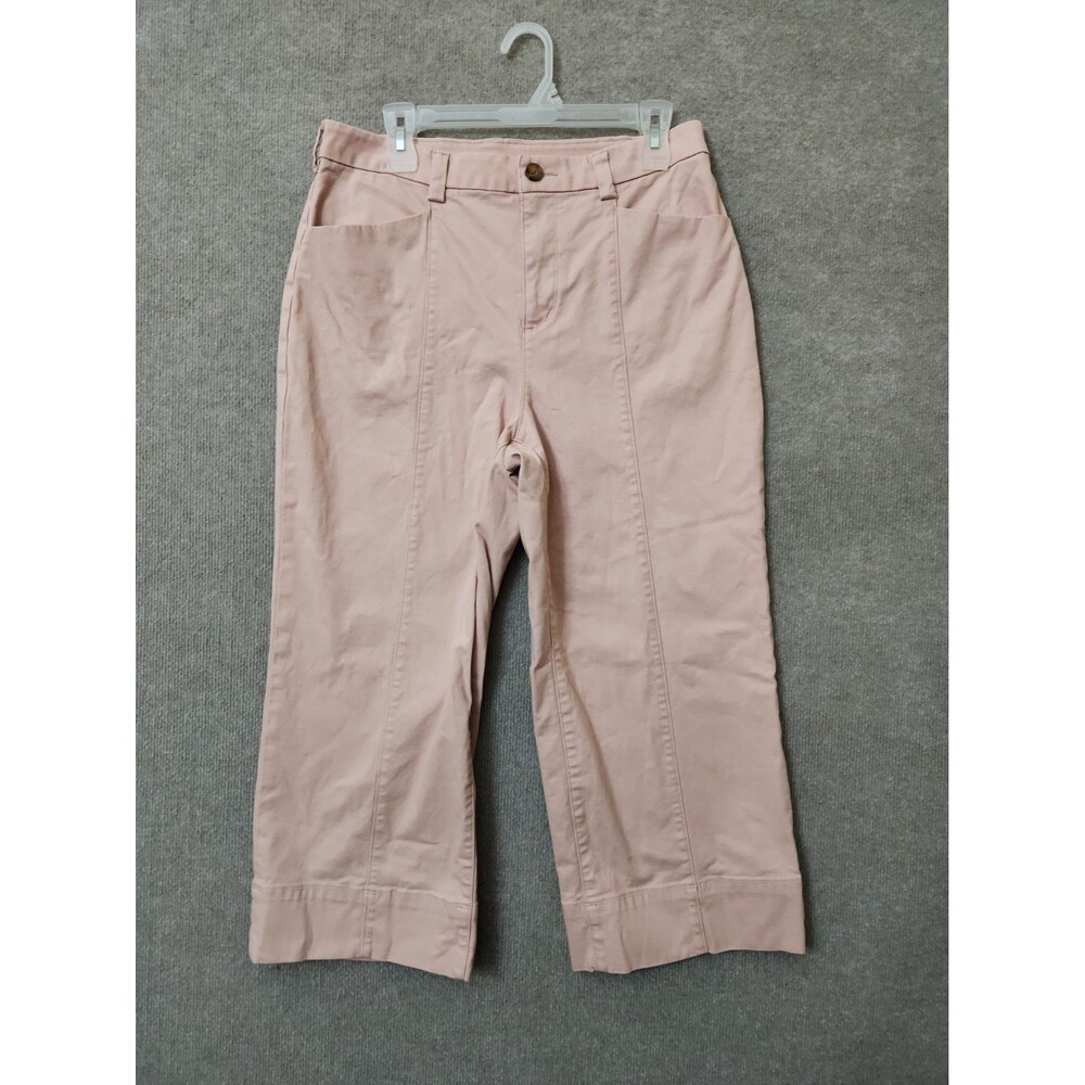 Duluth Workday Warrior Chino Wide Leg Crop Pants Womens 12 Dusty Pink Seamed